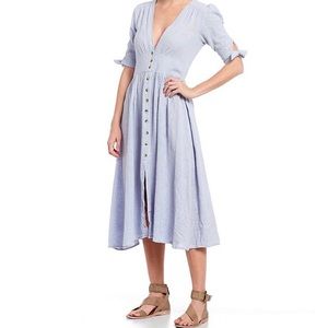 Free People Maxi Blue Linen Dress
